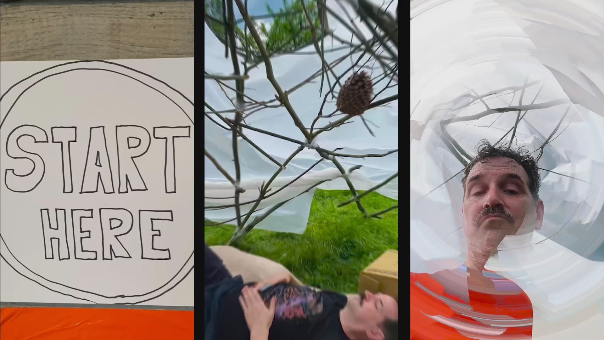 Load video: Glowing white shelter at night; inside, one person sits in silence while the artist draws them slowly, without editing. The drawing records presence, not likeness.